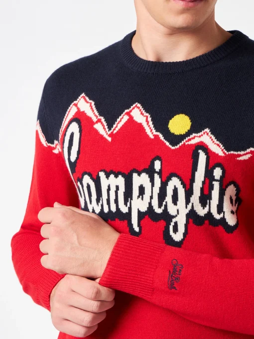 Maglia da uomo girocollo con stampa jacquard Campiglio