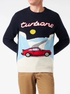 Maglia da uomo girocollo con stampa jacquard Turbone