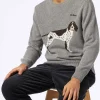 Maglia da uomo girocollo in donegal con stampa jacquard cani country