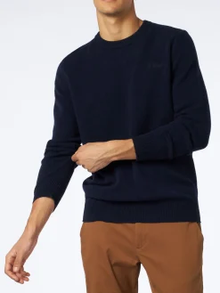 Maglia da uomo girocollo blu con ricamo St. Barth