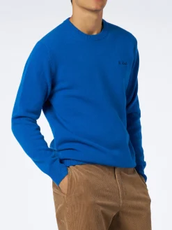 Maglia da uomo girocollo bluette con ricamo St. Barth