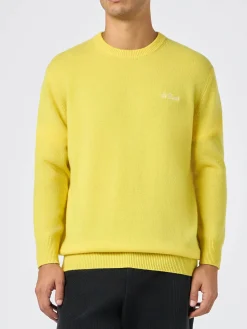 Maglia da uomo girocollo gialla con ricamo St. Barth