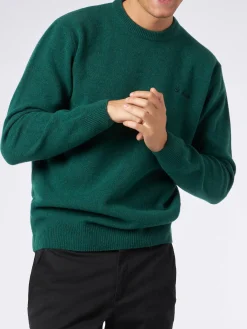 Maglia da uomo girocollo verde con ricamo St. Barth
