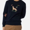 Maglia da uomo girocollo in donegal con stampa jacquard puntatore inglese