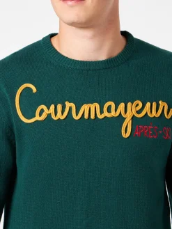 Maglia da uomo girocollo con ricamo Courmayeur Après Ski