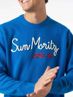 Maglia da uomo girocollo con ricamo Sun Moritz Après Ski