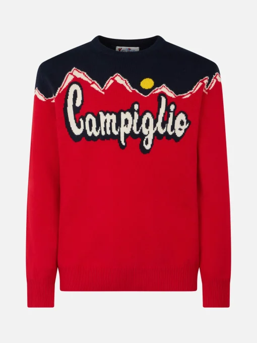 Maglia da uomo girocollo con stampa jacquard Campiglio