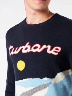 Maglia da uomo girocollo con stampa jacquard Turbone