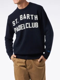 Maglia da uomo girocollo con stampa jacquard St. Barth Padel Club