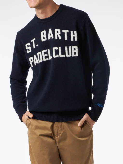 Maglia da uomo girocollo con stampa jacquard St. Barth Padel Club