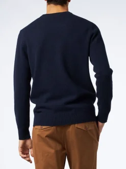 Maglia da uomo girocollo blu con ricamo St. Barth