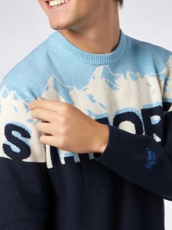 Maglia da uomo girocollo con stampa jacquard cartolina St. Moritz