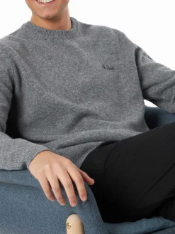Maglia da uomo girocollo grigia con ricamo St. Barth