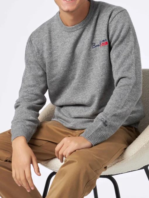 Maglia da uomo girocollo con ricamo Bombardino Ski Club