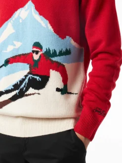 Maglia da uomo girocollo con stampa jacquard cartolina Aspen