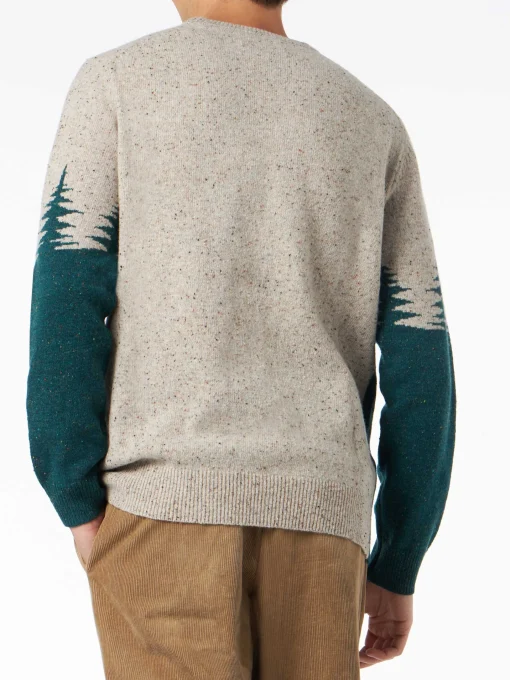 Maglia da uomo girocollo in donegal con stampa jacquard cartolina St. Moritz