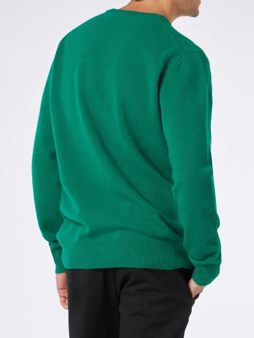Maglia da uomo girocollo verde con ricamo St. Barth