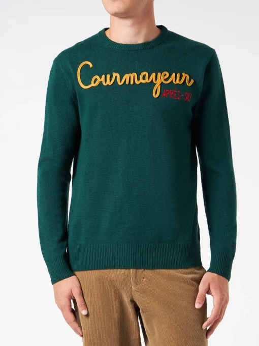 Maglia da uomo girocollo con ricamo Courmayeur Après Ski
