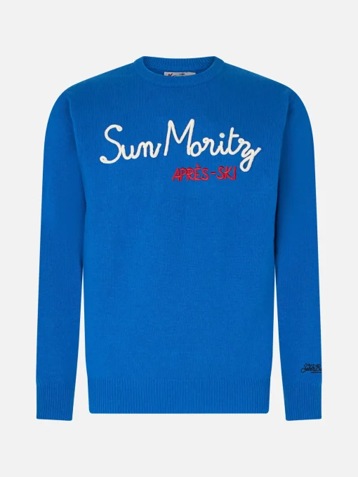 Maglia da uomo girocollo con ricamo Sun Moritz Après Ski