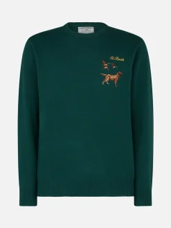 Maglia da uomo girocollo con ricamo St. Barth Country Club e cane