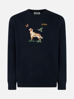 Maglia da uomo girocollo in donegal con stampa jacquard puntatore inglese