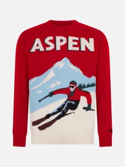 Maglia da uomo girocollo con stampa jacquard cartolina Aspen