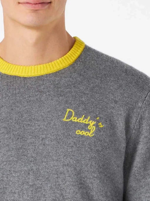 Maglia da uomo grigia con ricamo Daddy's cool