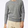 Maglia da uomo in lana stretch grigio mélange con ricamo St. Barth