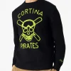 Maglia da uomo nera ricamo Cortina Pirates fluo