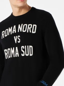 Maglia da uomo nera stampa Roma Nord vs Roma Sud