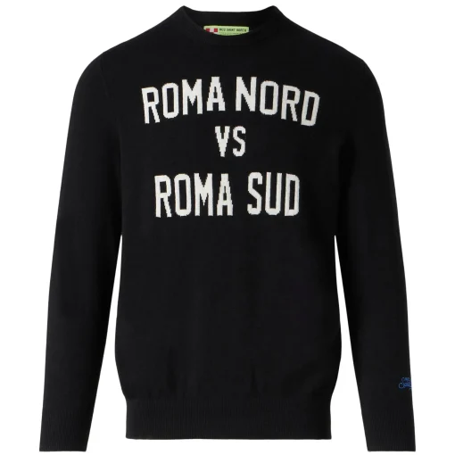 Maglia da uomo nera stampa Roma Nord vs Roma Sud