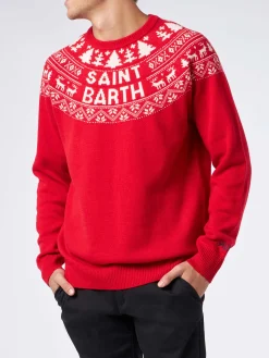 Maglia da uomo rossa in stile norvegese