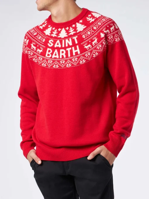 Maglia da uomo rossa in stile norvegese
