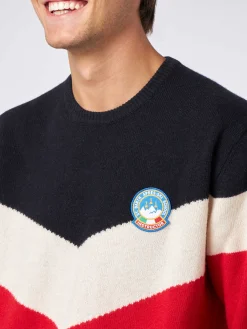Maglia da uomo rosso e blu in misto cashmere