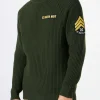 Maglia da uomo verde a costine