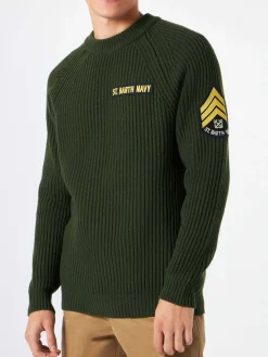 Maglia da uomo verde a costine