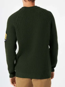 Maglia da uomo verde a costine