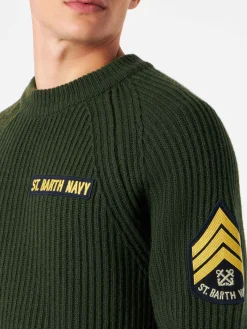 Maglia da uomo verde a costine