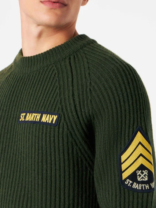 Maglia da uomo verde a costine