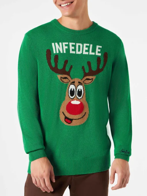 Maglia da uomo verde con stampa Infedele