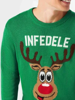 Maglia da uomo verde con stampa Infedele