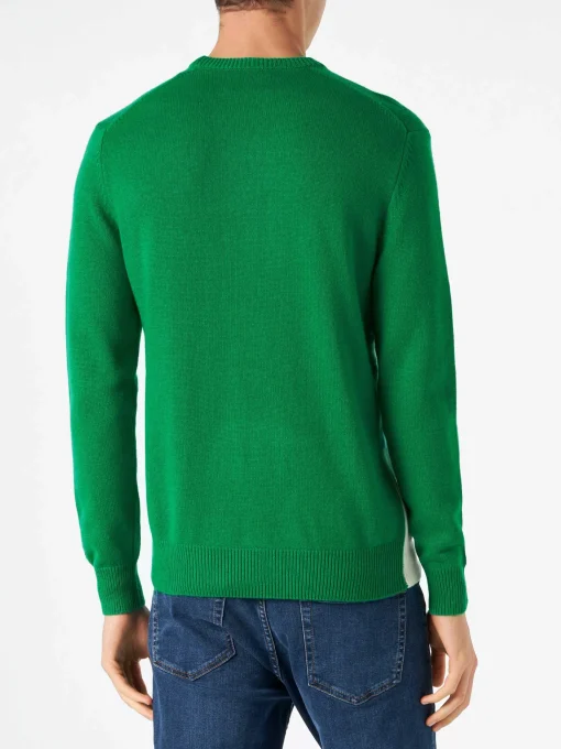 Maglia da uomo verde con stampa cartoline di St.Moritz
