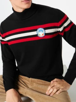 Maglia dolcevita in misto cashmere con patch