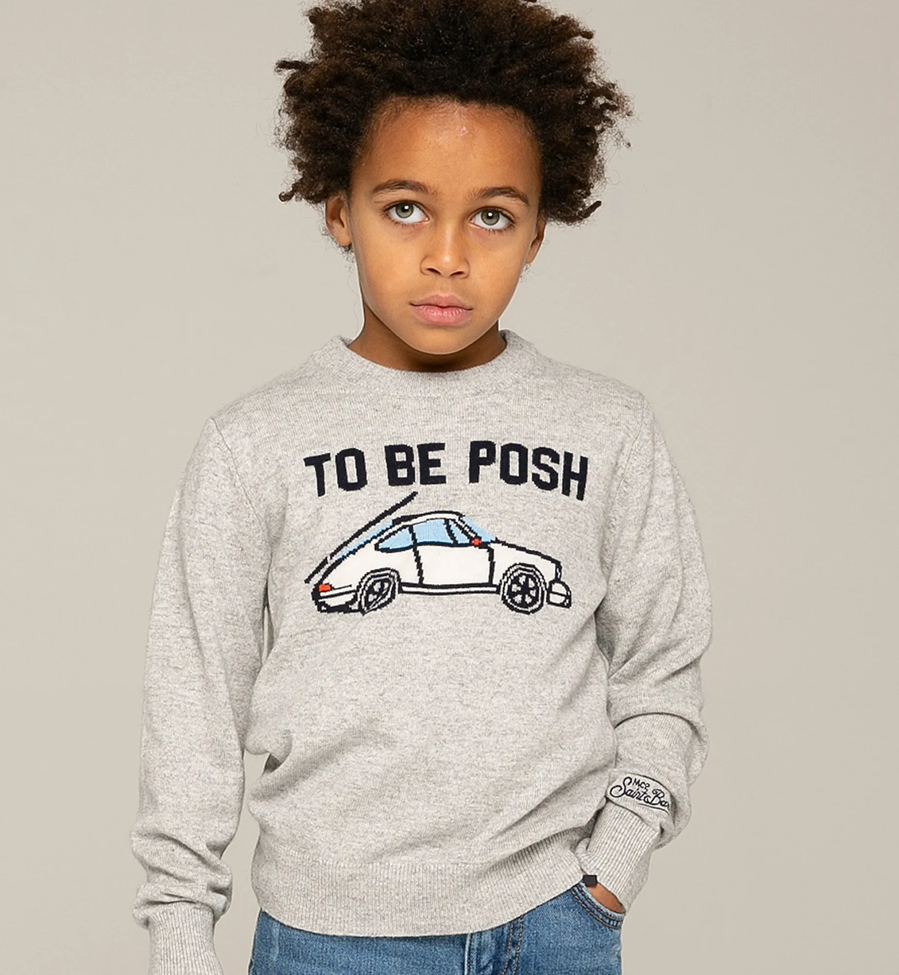 Maglia grigia da bambino stampa To be posh