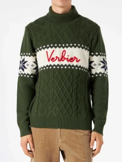 Maglia mezzo collo alto con scritta Verbier