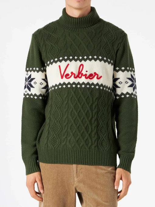 Maglia mezzo collo alto con scritta Verbier