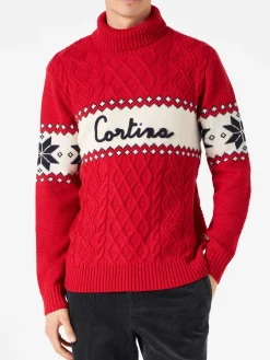 Maglia mezzo collo alto con scritta Cortina