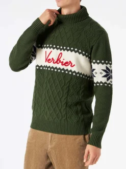 Maglia mezzo collo alto con scritta Verbier