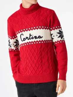 Maglia mezzo collo alto con scritta Cortina