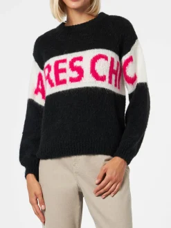 Maglia morbida da donna dalla forma squadrata con stampa jacquard Apres Chic